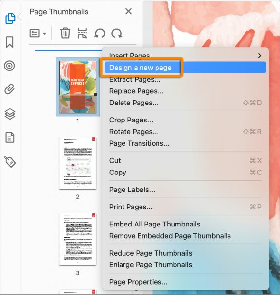 Oblikovanje nove strani