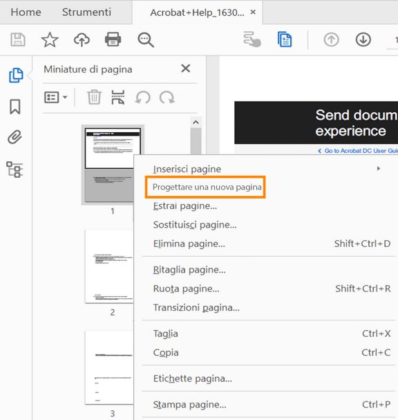 Progetta una nuova pagina