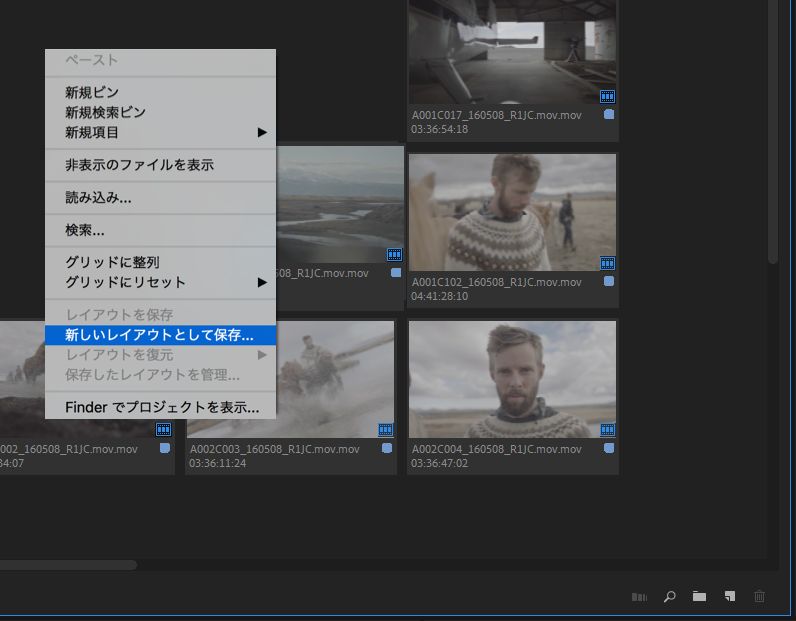 Premiere Pro のプロジェクトパネルでの作業