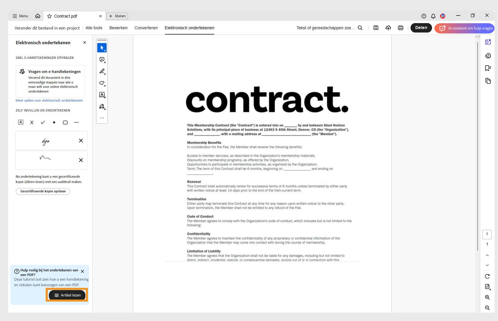 Gebruik contextuele help om hulp te krijgen en taken snel te voltooien.
