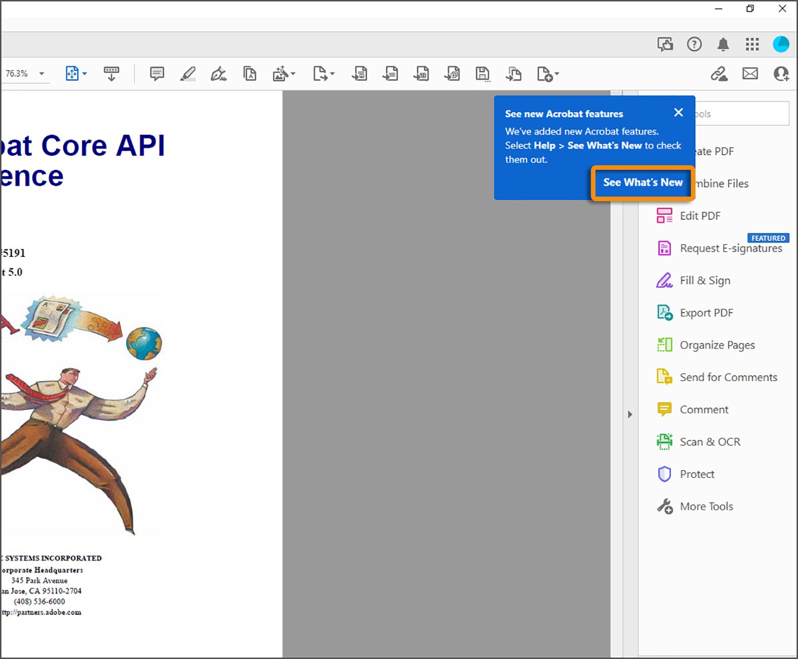 Подсказка «Новые возможности»