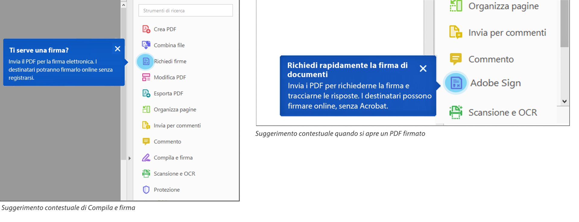 Suggerimenti contestuali per le firme