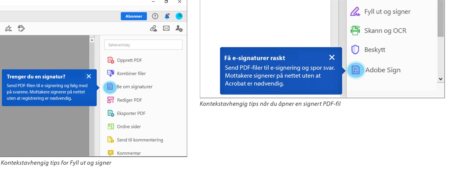 Kontekstavhengige tips i Sign