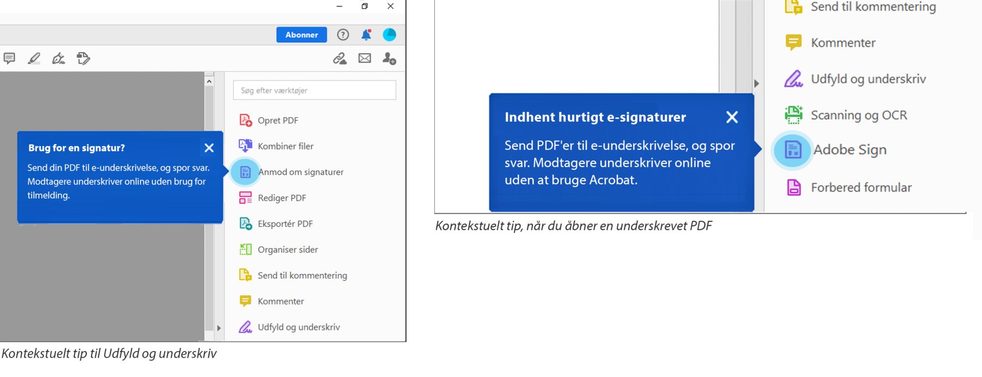 Kontekstuelle tips til Sign
