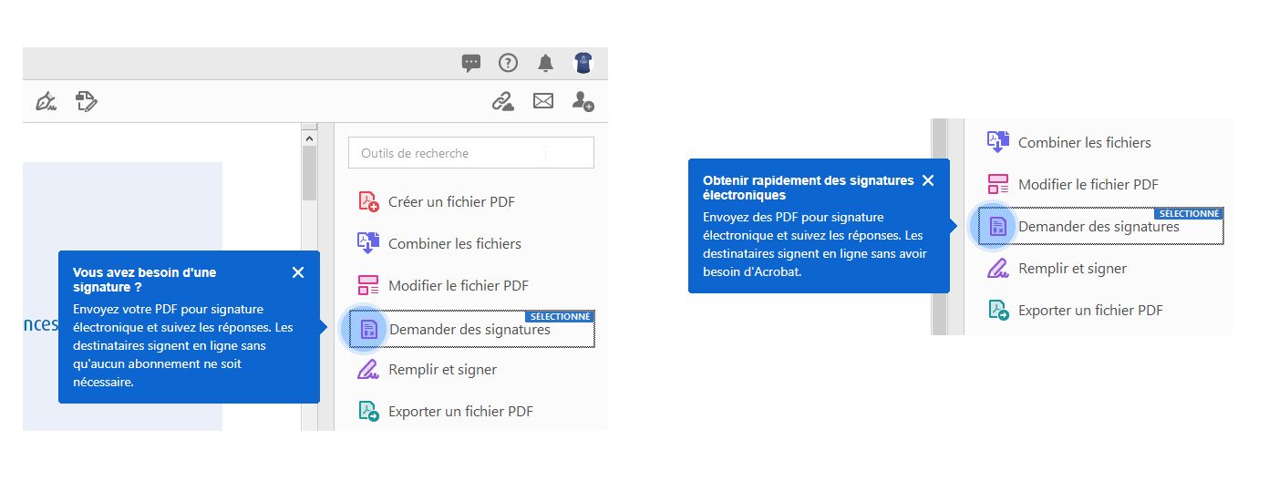 Conseils contextuels pour les signatures