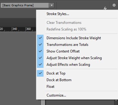 menu do painel de controle
