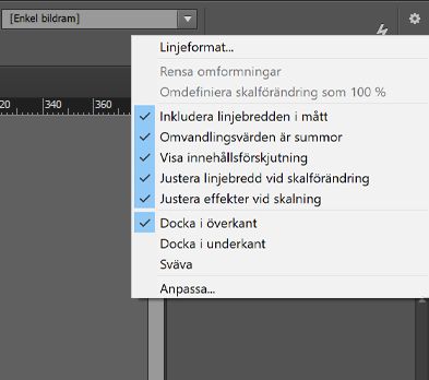 kontrollpanelens meny
