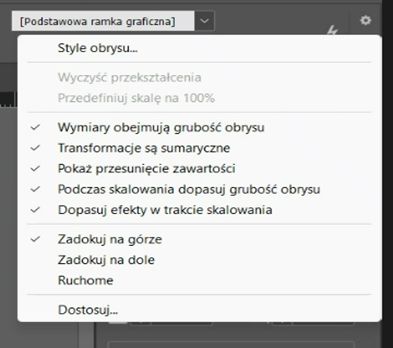 Menu panelu Sterowanie