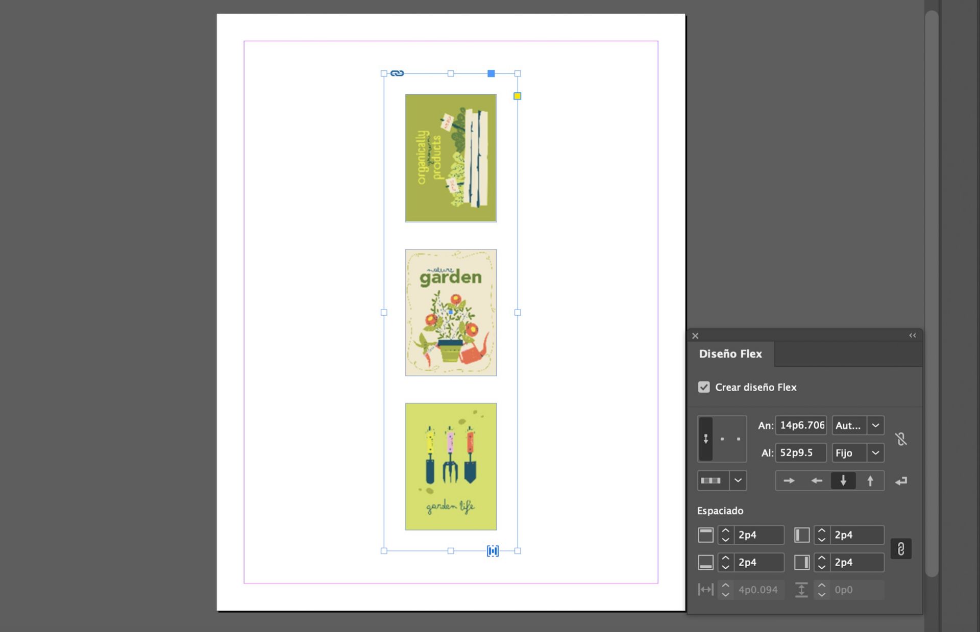 Tres imágenes se convierten en un contenedor de diseño Flex utilizando las propiedades de diseño Flex.