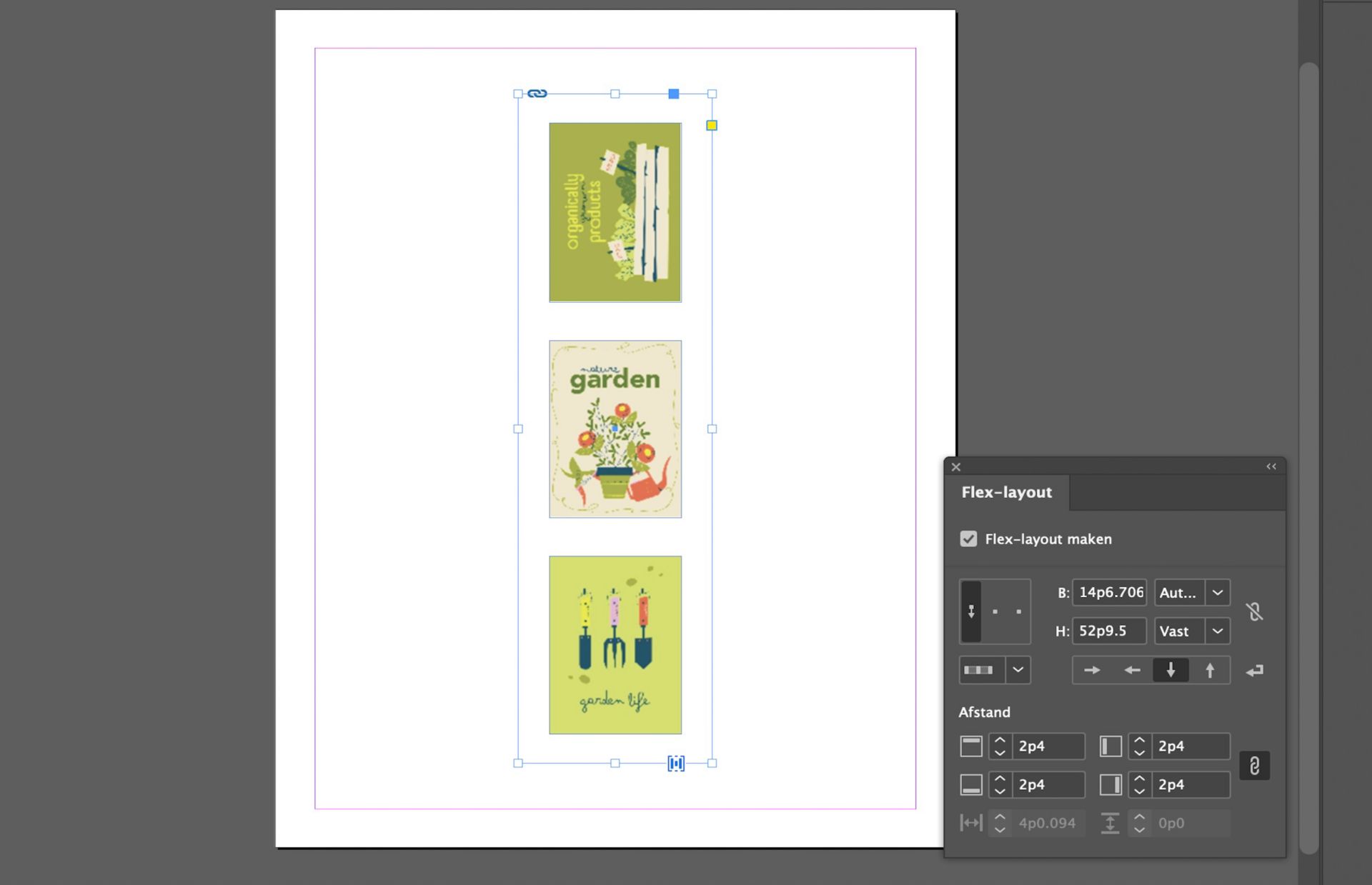 Drie afbeeldingen zijn geconverteerd naar een flex layout container met behulp van flex layout eigenschappen.