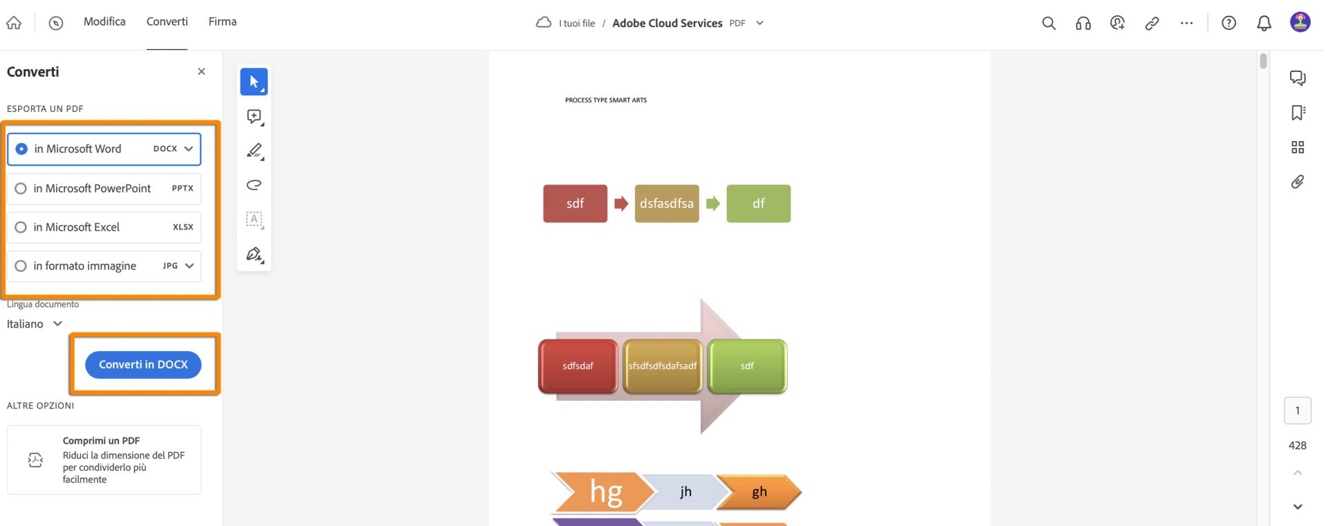 Convertire un PDF in altri formati