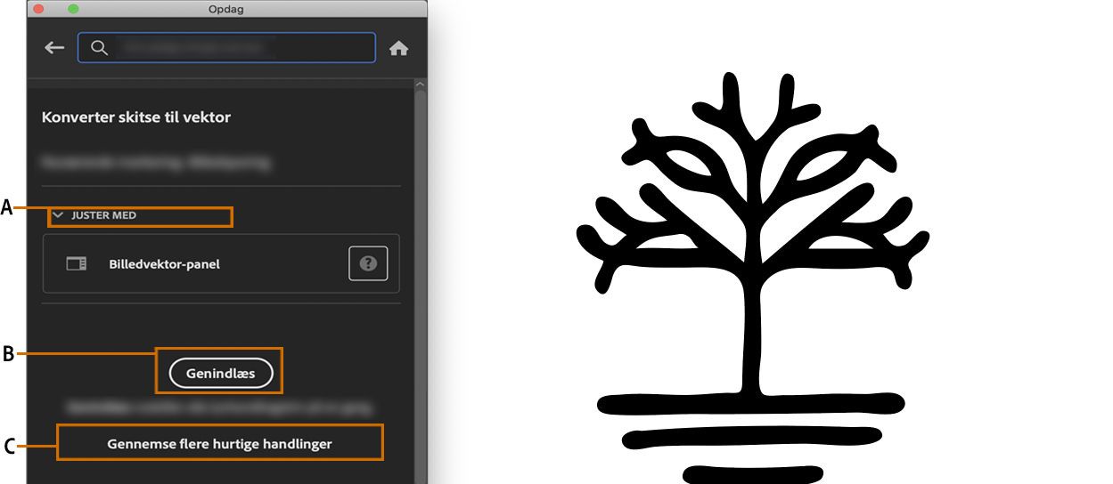 Klik på Genindlæs for at fortryde de ændringer, der blev anvendt med skitse til vektor