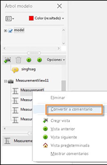 Convertir medición en comentarios