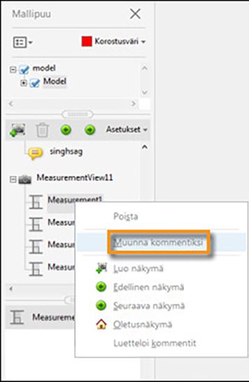 Mittauksen muuntaminen kommenteiksi