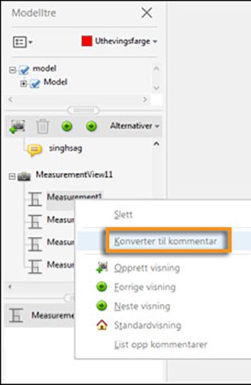 Konverter målinger til kommentarer