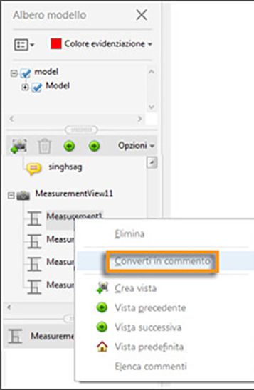 Convertire le misurazioni in commenti