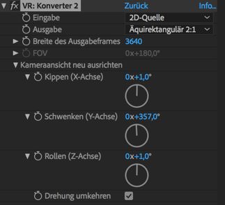 Einstellungen für „VR: Konverter“