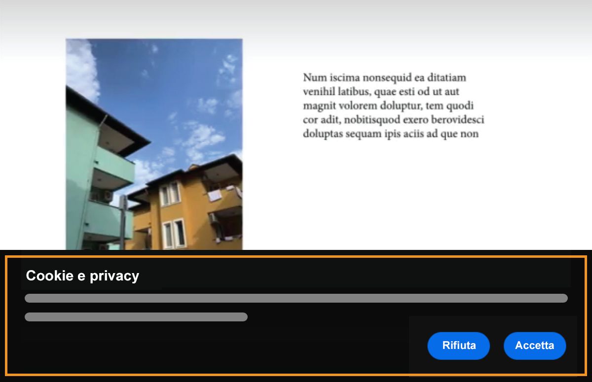 Immagine che mostra un documento pubblicato con il banner dei cookie.