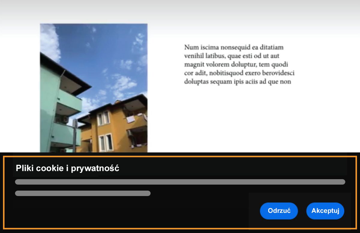 Obraz przedstawiający opublikowany dokument z banerem plików cookie.