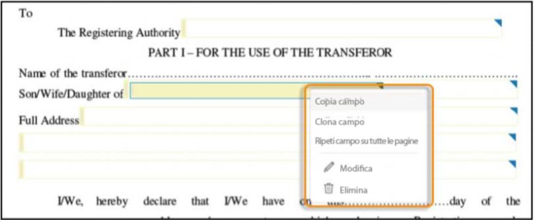 Copiare, clonare o ripetere i campi del modulo