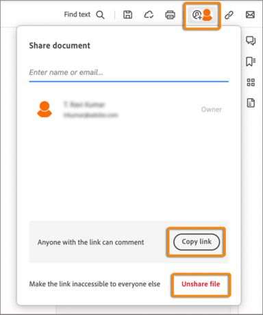Copy link או Unshare