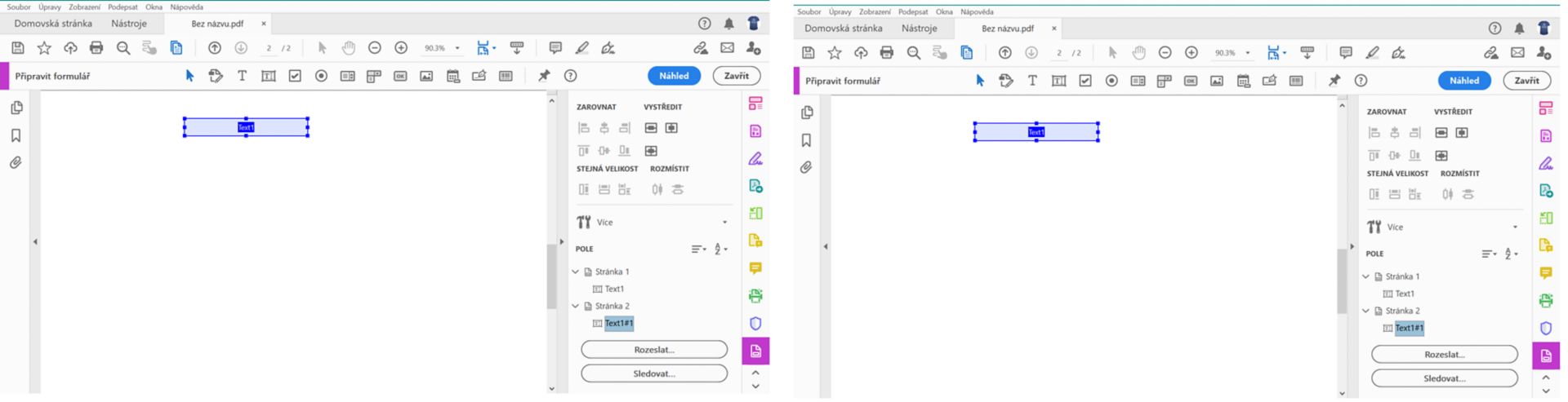Chování pole formuláře při kopírování a vkládání