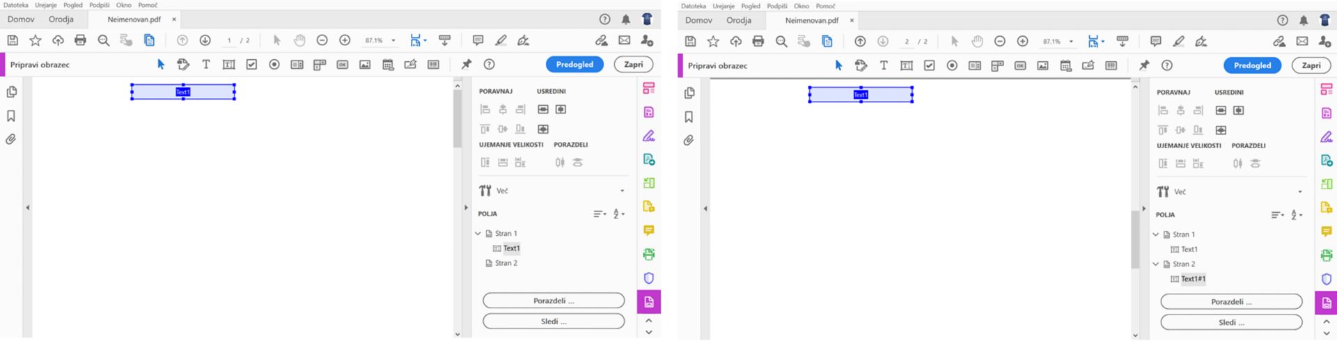 Kopiranje in lepljenje vedenje polja obrazca