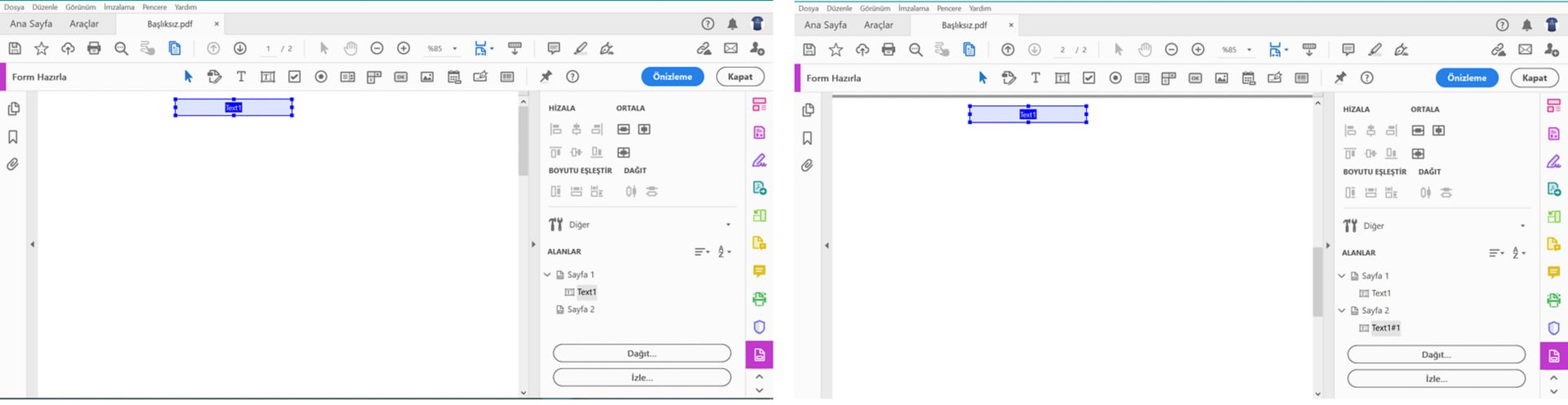 Form alanının davranışını kopyalama ve yapıştırma
