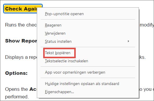 Tekst van een annotatie kopiëren