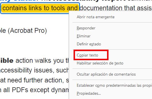 Copiar texto de una anotación
