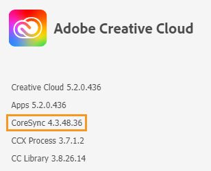 Kern-Sync-Version des Creative Cloud-Client