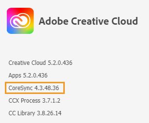 Version de synchronisation principale de l’application de bureau Creative Cloud