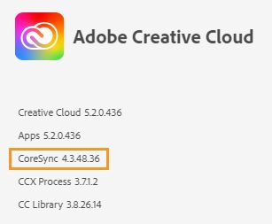 Creative Cloud 桌面应用程序的 Core Sync 版本