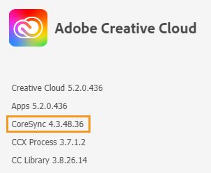 Versión principal de Creative Cloud Sync de la aplicación de escritorio de Creative Cloud