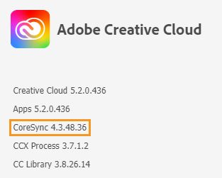 Creative Cloud 데스크탑 앱의 핵심 동기화 버전