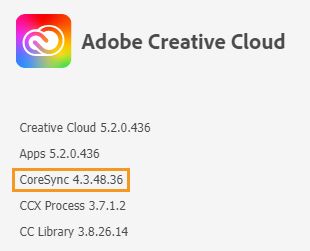 Versione di sincronizzazione di base dell’app desktop Creative Cloud