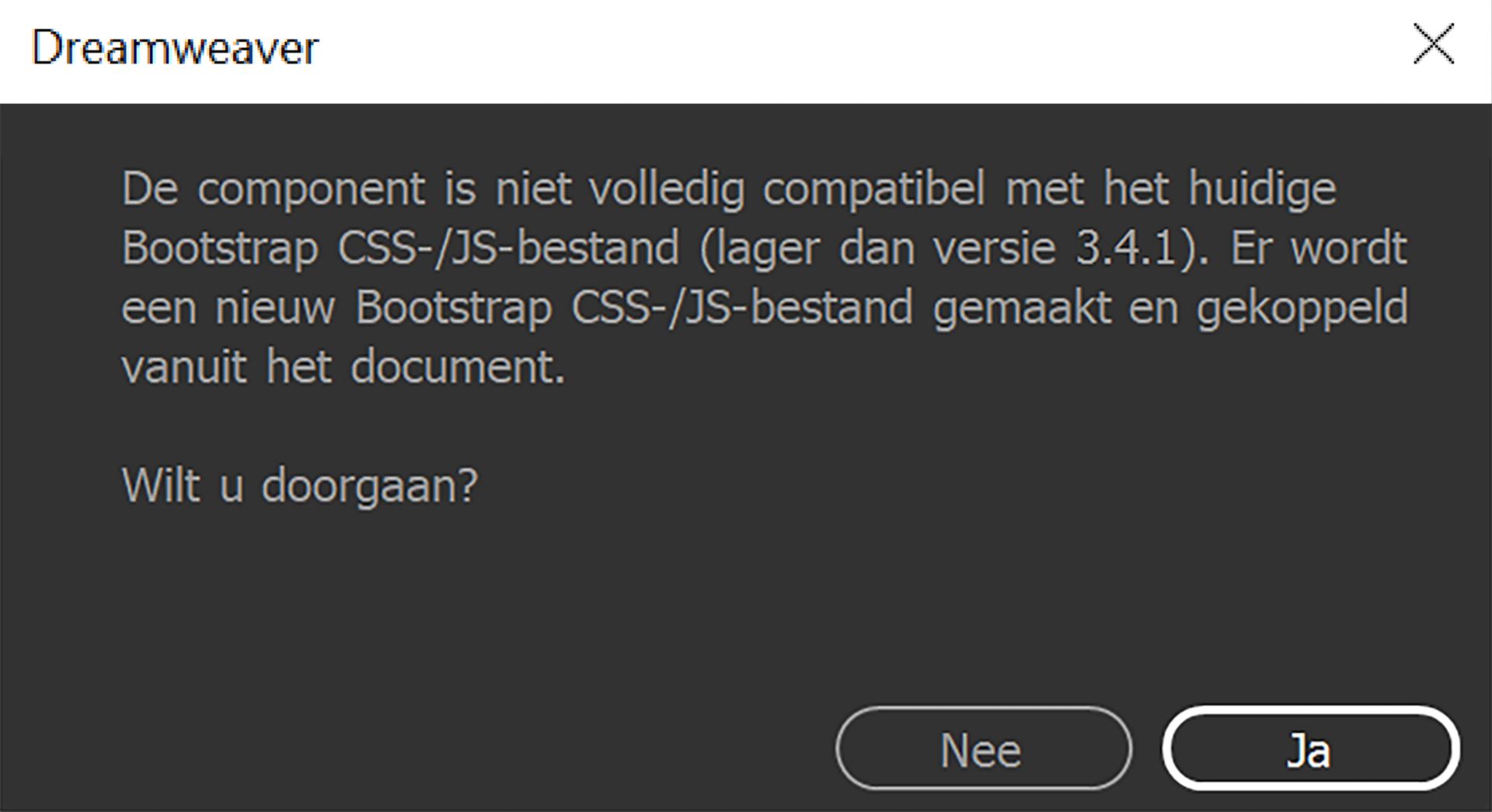 Het bevestigingsvenster Bootstrap 3.4.1