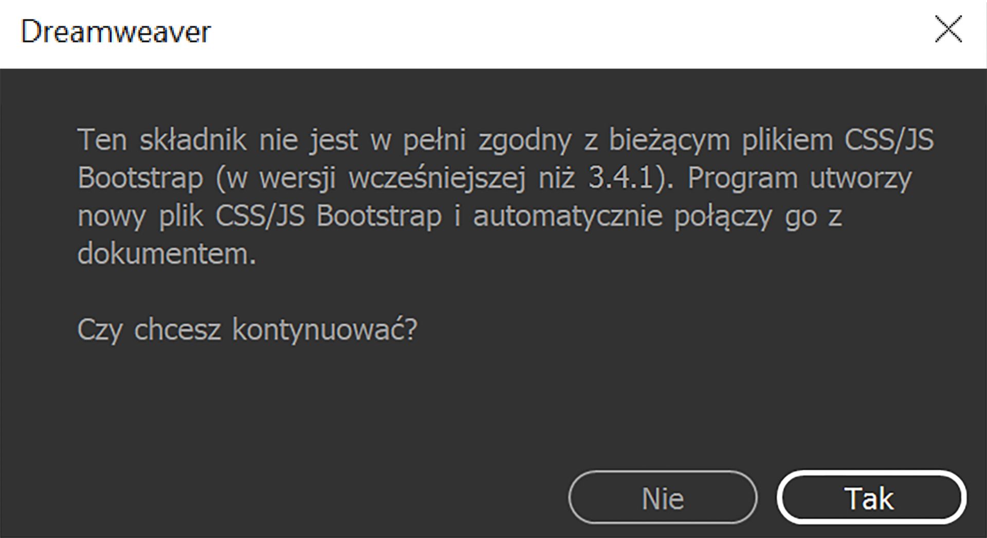 Okno potwierdzenia Bootstrap 3.4.1
