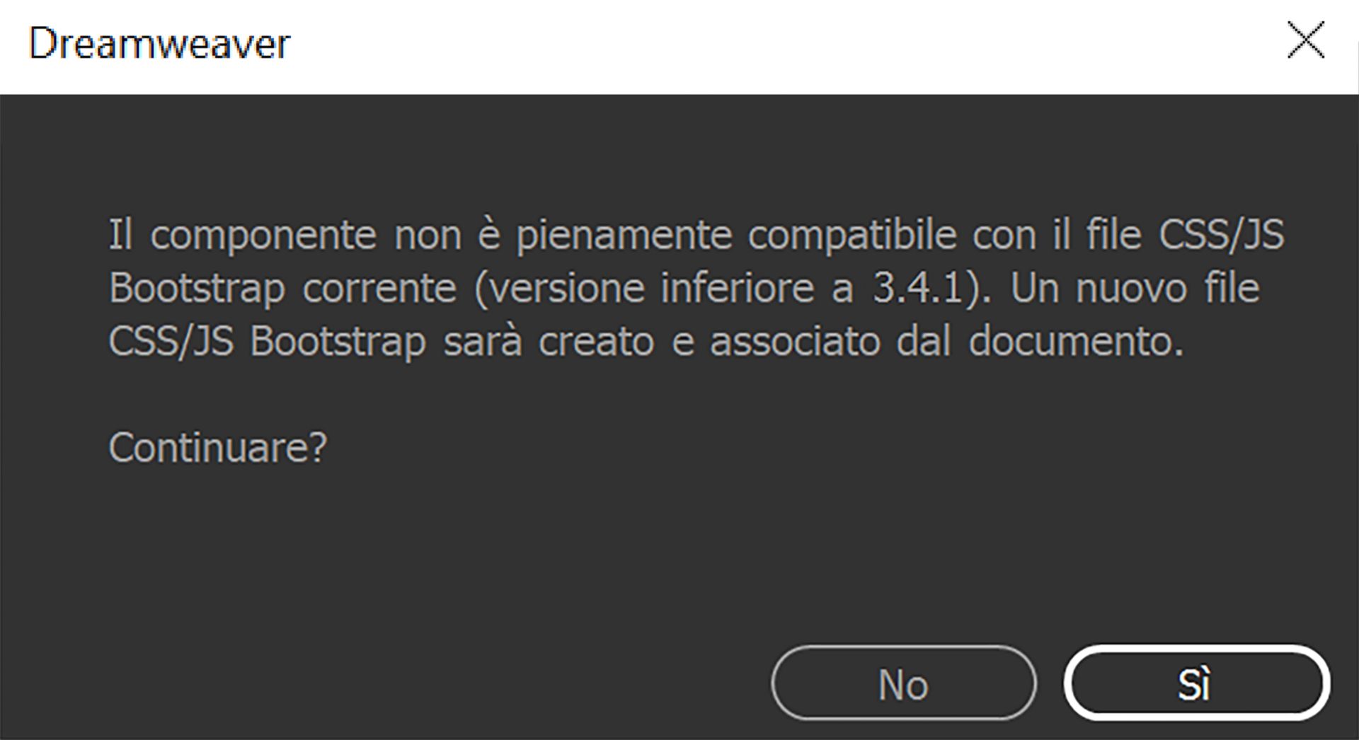 Finestra di dialogo di conferma di Bootstrap 3.4.1