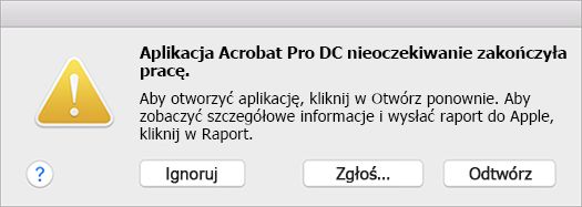 Awaria programu Acrobat
