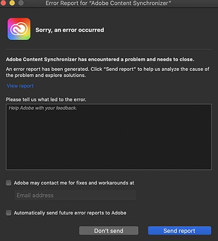 Adobe Content Synchronizer で問題が発生しました