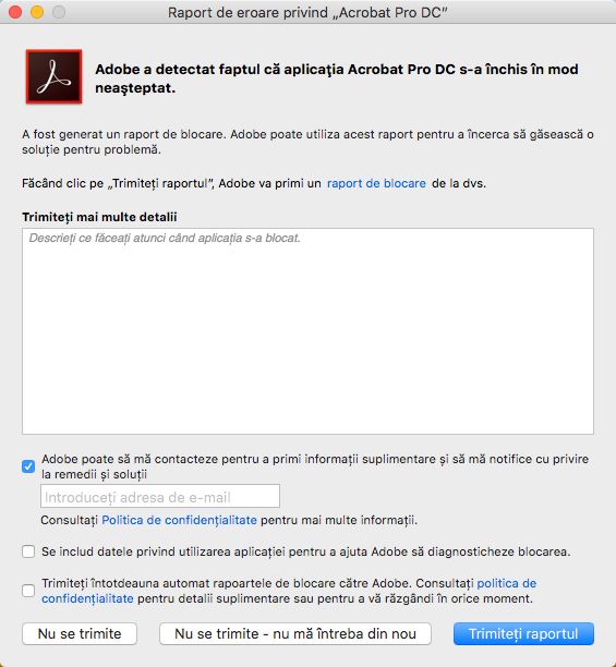 Raport de avarie Adobe