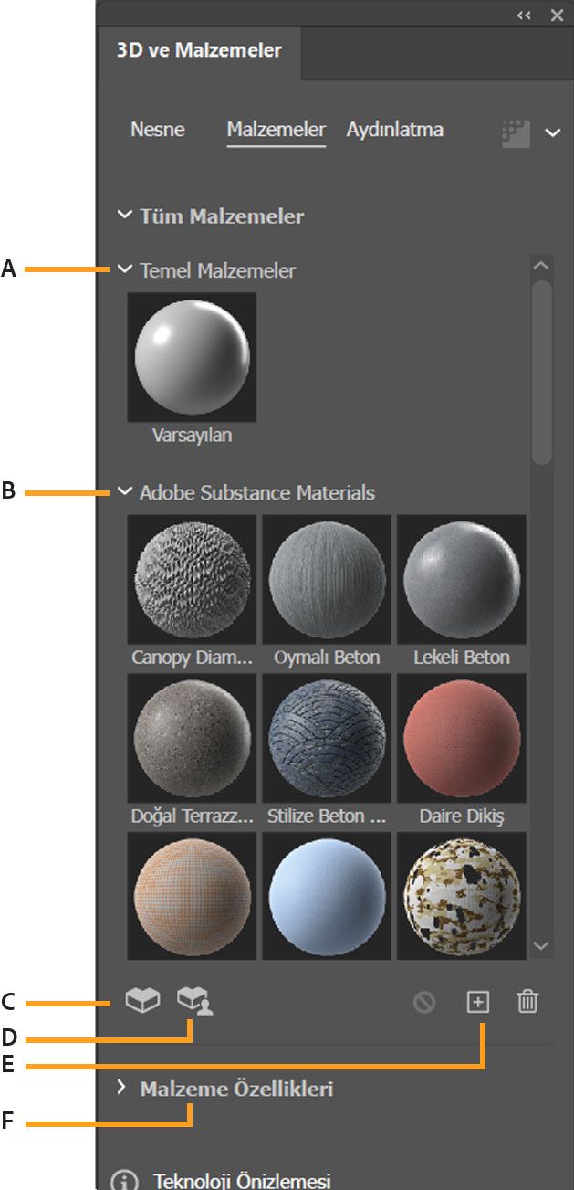 substance malzemeleri