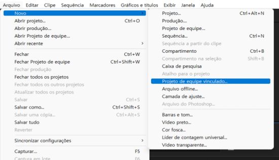 Criar um projeto de equipe vinculado