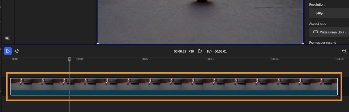 The timeline has a video and there are options to adjust the timeline view, split the clip, and more.
