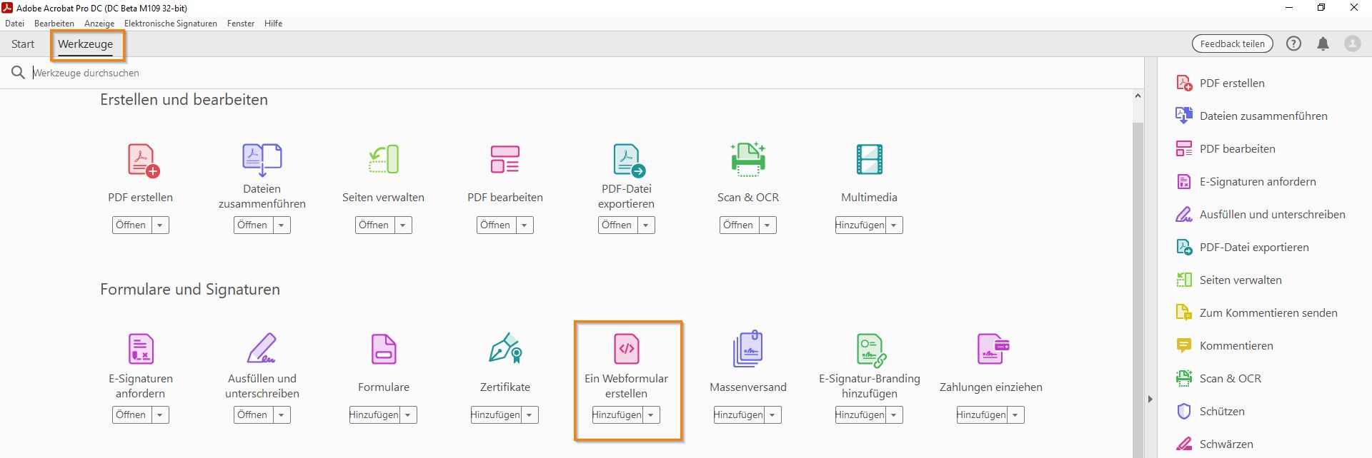 Erstellen eines Webformulars