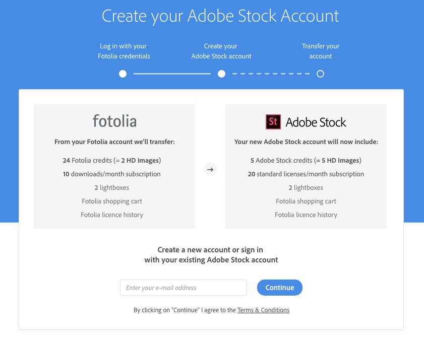 Vytvoření účtu služby Adobe Stock