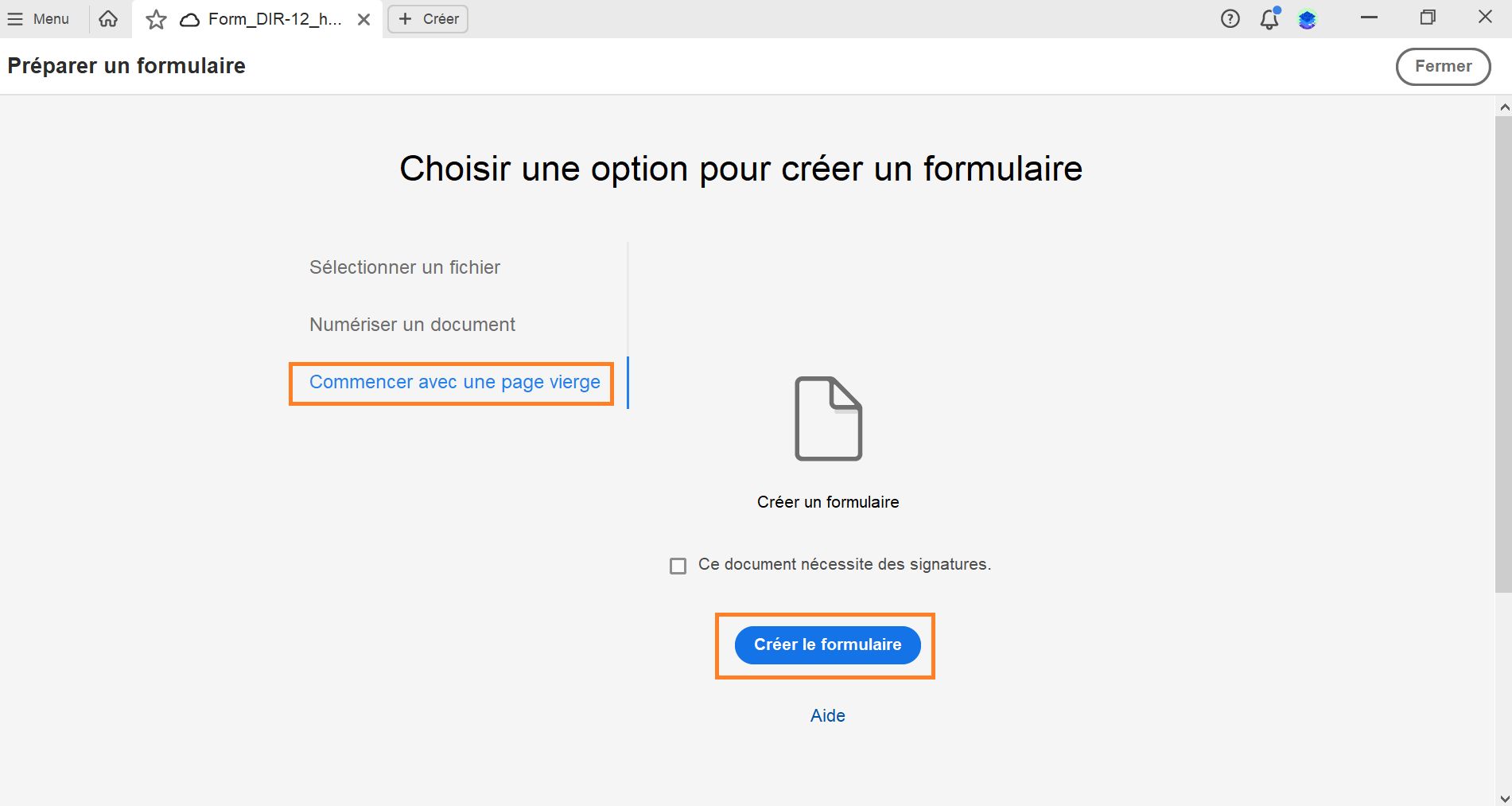 Créer un formulaire à partir de zéro