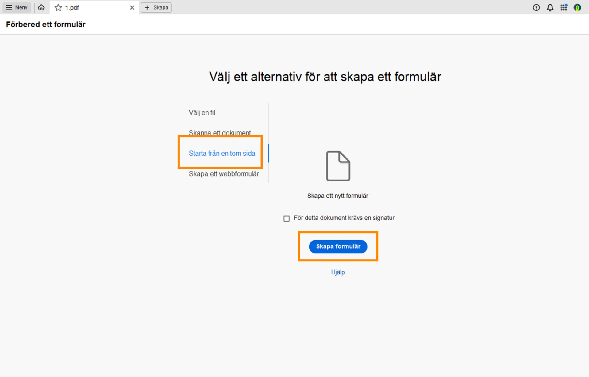 Skapa ett formulär från grunden