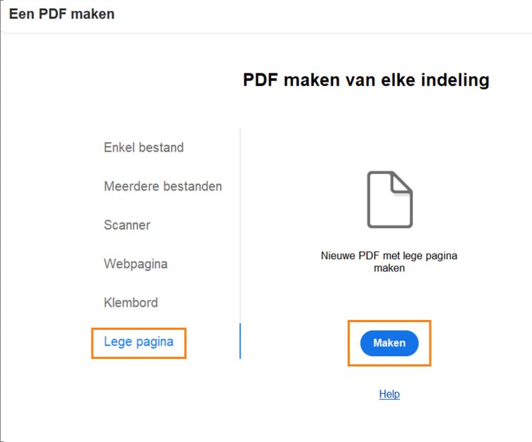 PDF met lege pagina maken